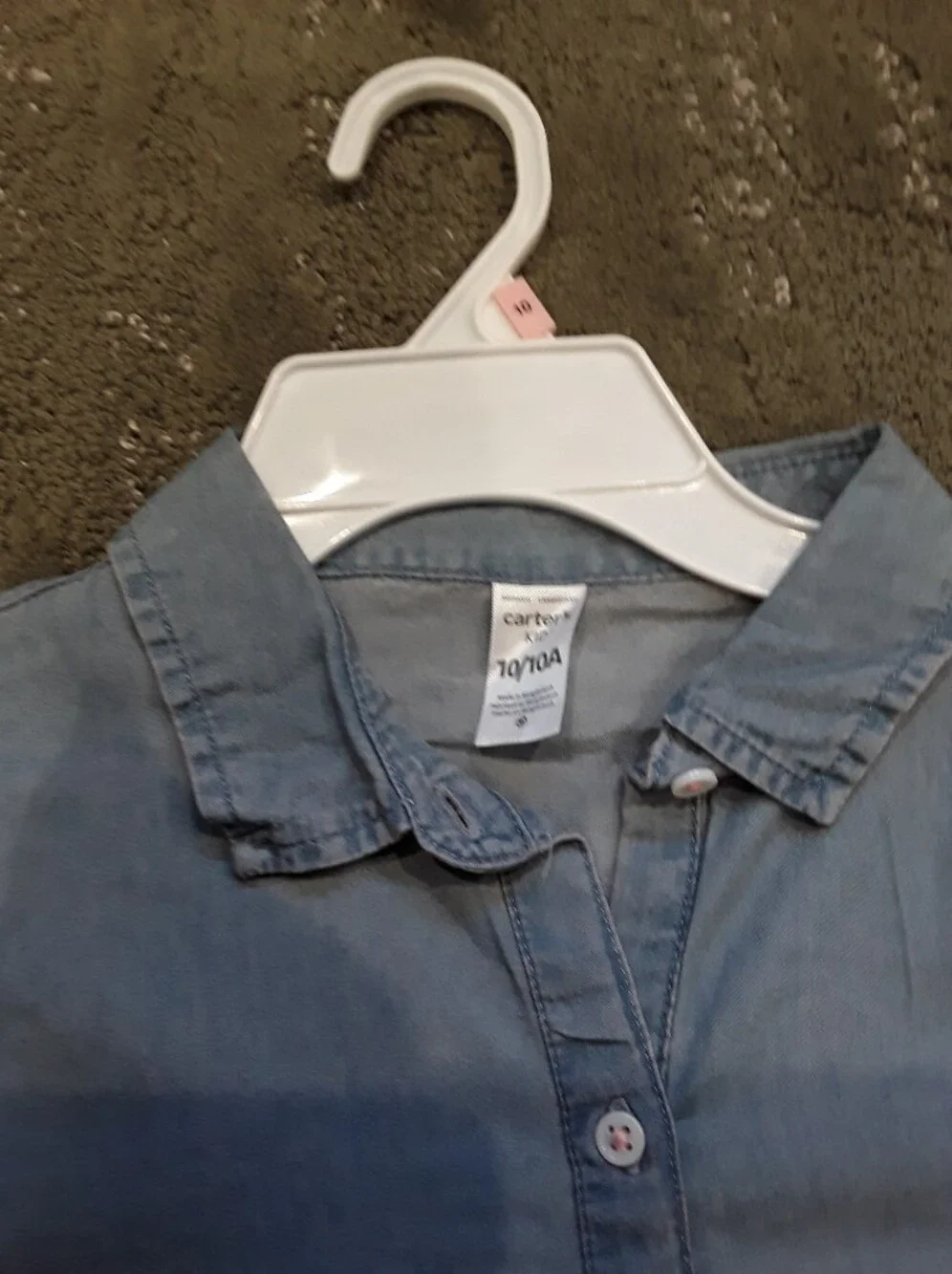 Carters Size 10 Blue Chambray (Soft Denim) Shirt Dress with Waist tie